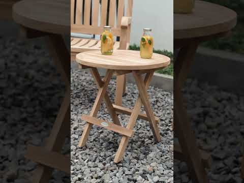 Rond Teak Houten Klaptafeltje | Inklapbaar Ø 50 | Rondo Tuintafeltje - DEVI-ST036 - view 3