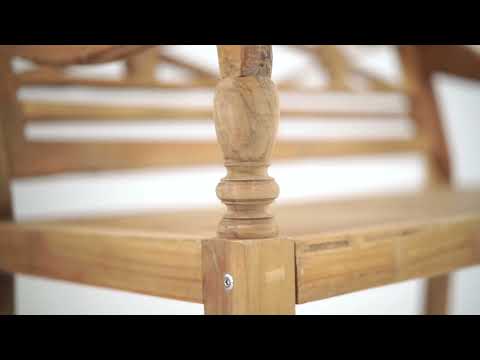 Deze elegante houten tuinbank creëert een rustieke en uitnodigende zithoek, perfect voor een ontspannen middag in de zon. Het tijdloze design met verfijnde details combineert moeiteloos natuurlijke warmte met een luxe, landelijke uitstraling. - view 4