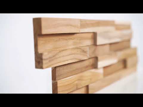 Teak Plakhout Naturel | Wandpanelen Massief Teakhouten Strips voor op de muur | 10 stuks per doos | 1 m2 per doos  - view 3