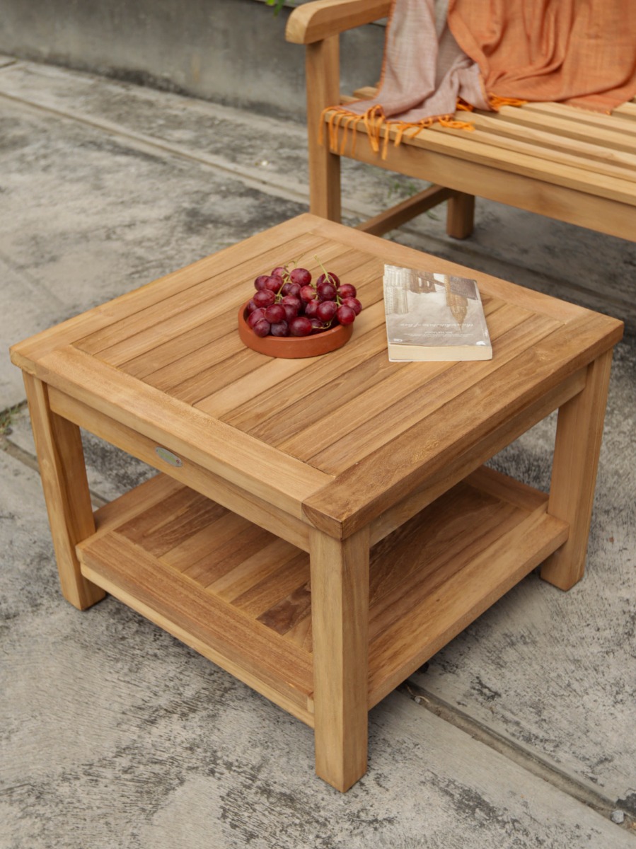 teak salontafel 60x60 met onderblad FSC Teakea - view 4