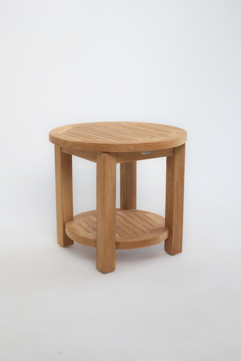 Ronde teak tuin salontafel van Ø60 cm met onderblad gemaakt van massief FSC teakhout voor buitengebruik - alternate view
