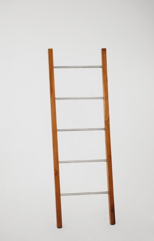 Decoratie ladder Teakhout met RVS stijlen - view 4