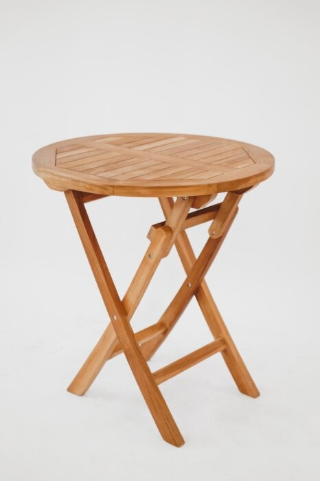 Teakea tuinset met 2 Pile stapelbare teakstoelen en ronde inklapbare tafel Ø70 cm – teak set voor balkon of terras - alternate view