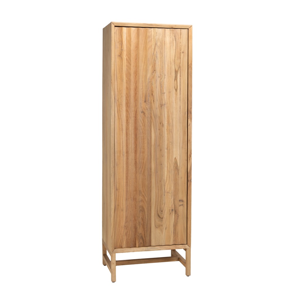 Crotone Opbergkast 55 x 40 x 180 cm (rechtsdraaiend) van massief acaciahout met golvend patroon en push-to-open systeem. Scandinavisch design - view 3