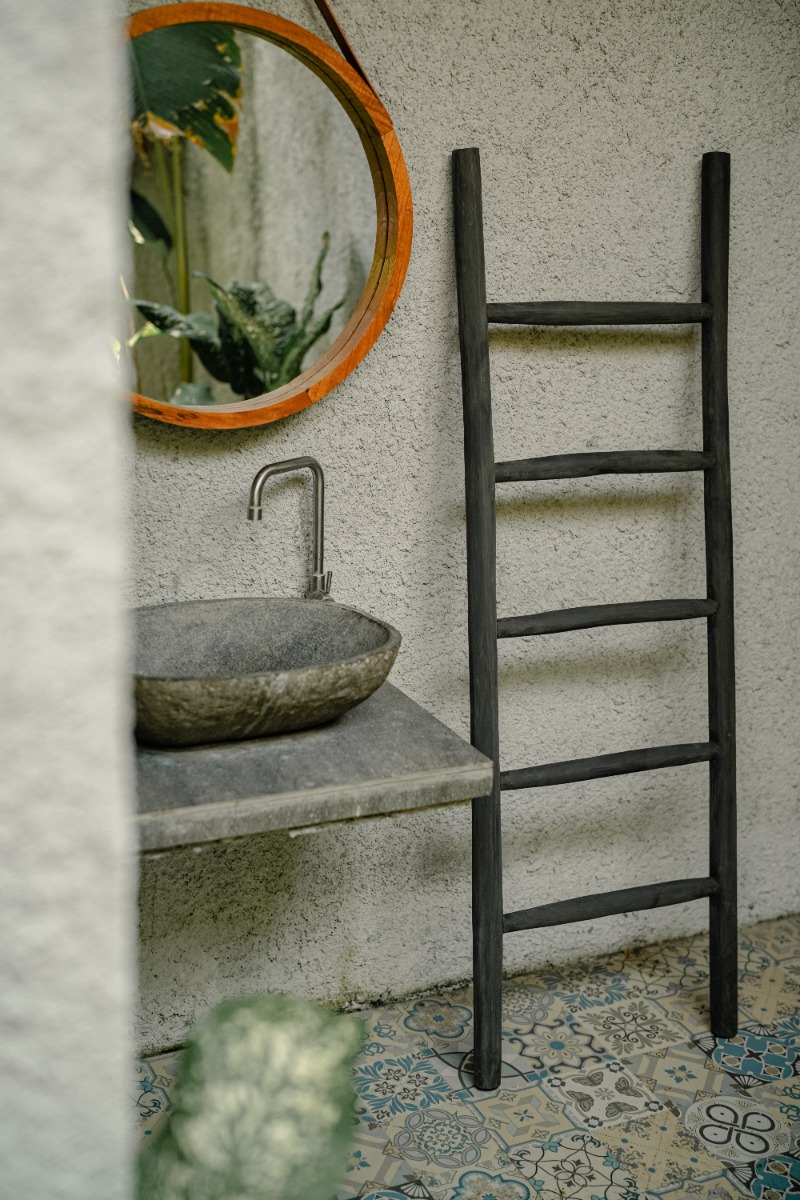 Decoratie ladder mat zwart Teakhout - alternate view