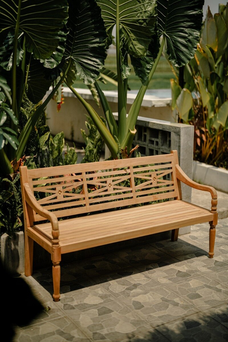 Teak Stationsbank 150 cm breed – productfoto - view 4