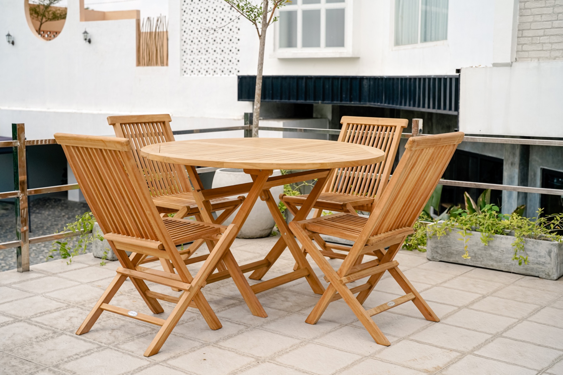 Teak Houten Klaptafel | Rond | Ø 120 | Tuintafel Inklapbaar - ST 030 - view 3