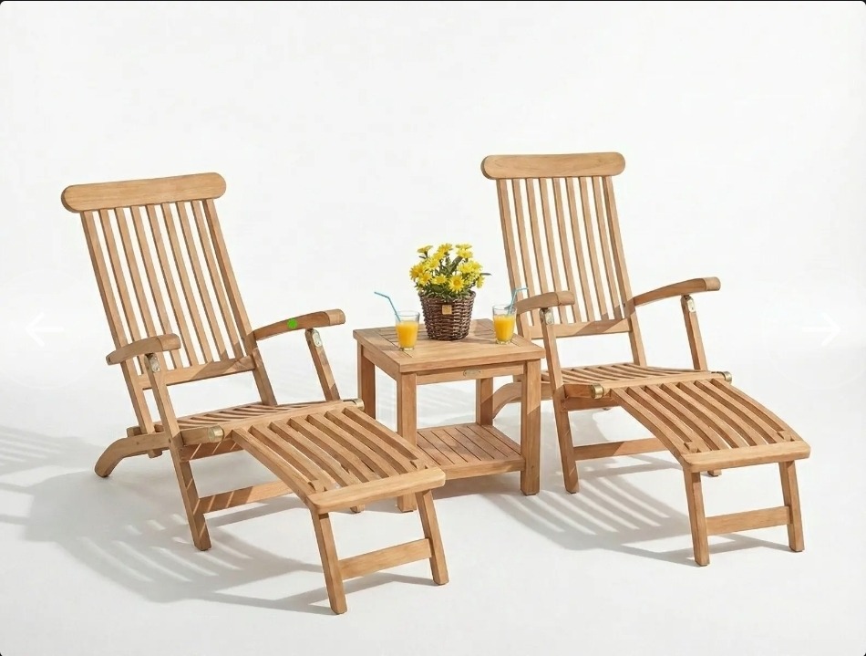 Deckchairs zonder wielen met teak tuintafeltje  - alternate view