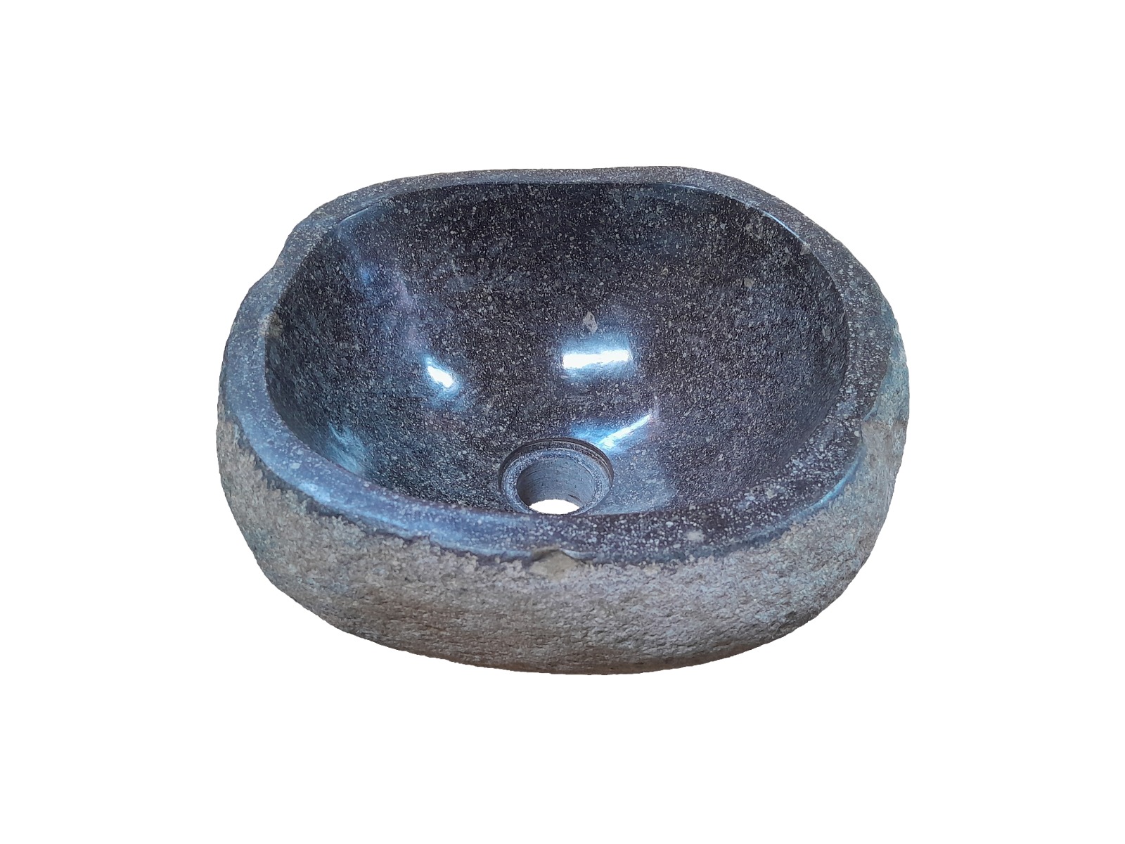 Natuurstenen waskom van riviersteen met een gepolijste binnenkant en ruwe buitenkant in grijstinten. Afmetingen: 31 × 29 × 15 cm. Uniek design, ideaal voor badkamers en toiletten. - alternate view Natuurstenen waskom van riviersteen met een gepolijste binnenkant en ruwe buitenkant in grijstinten. Afmetingen: 31 × 29 × 15 cm. Uniek design, ideaal voor badkamers en toiletten. - alternate view