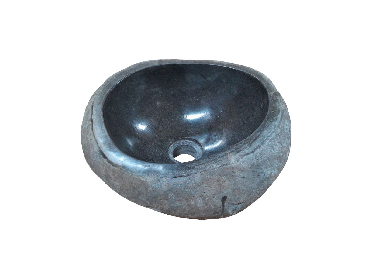 Unieke rivierstenen waskom in natuurlijke grijstinten, glad gepolijst aan de binnenkant met een ruwe natuurlijke buitenkant, afmetingen 30 x 28 x 15 cm, versterkt de elegantie en functionaliteit in uw badkamer - alternate view Unieke rivierstenen waskom in natuurlijke grijstinten, glad gepolijst aan de binnenkant met een ruwe natuurlijke buitenkant, afmetingen 30 x 28 x 15 cm, versterkt de elegantie en functionaliteit in uw badkamer - alternate view
