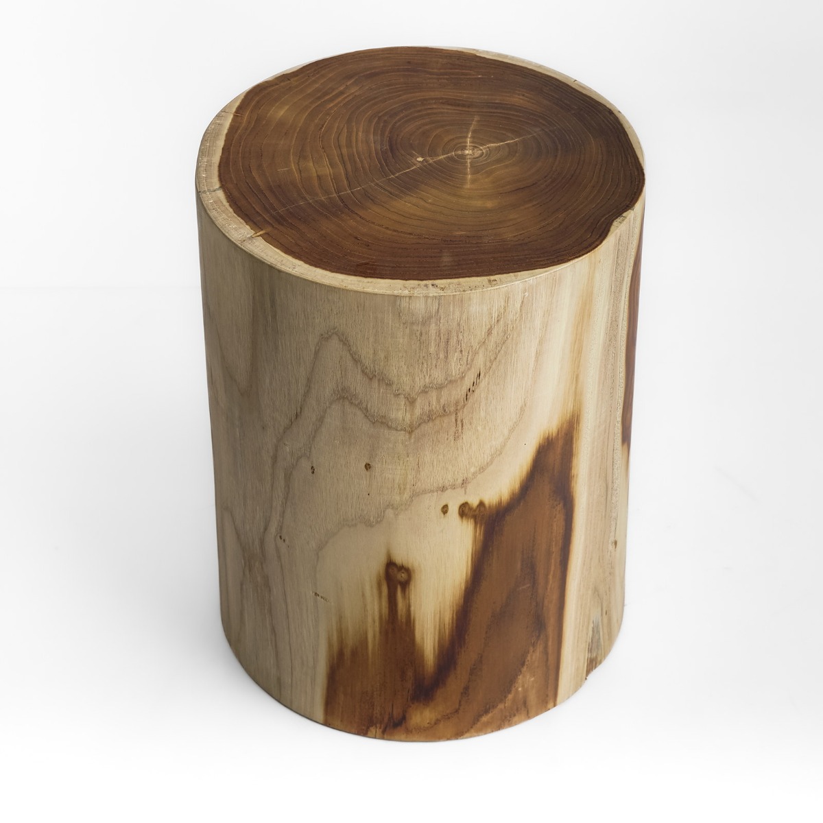 Massief teakhouten kruk Noma Ø35 × H45 cm in naturel teak – vooraanzicht - view 3