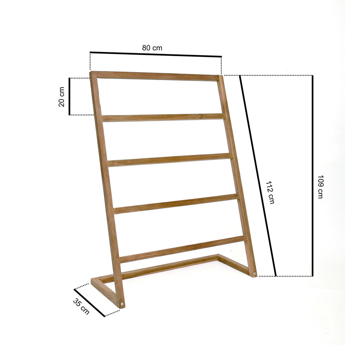 Teakhouten handdoekenrek van teak 80×35×109 cm - view 3