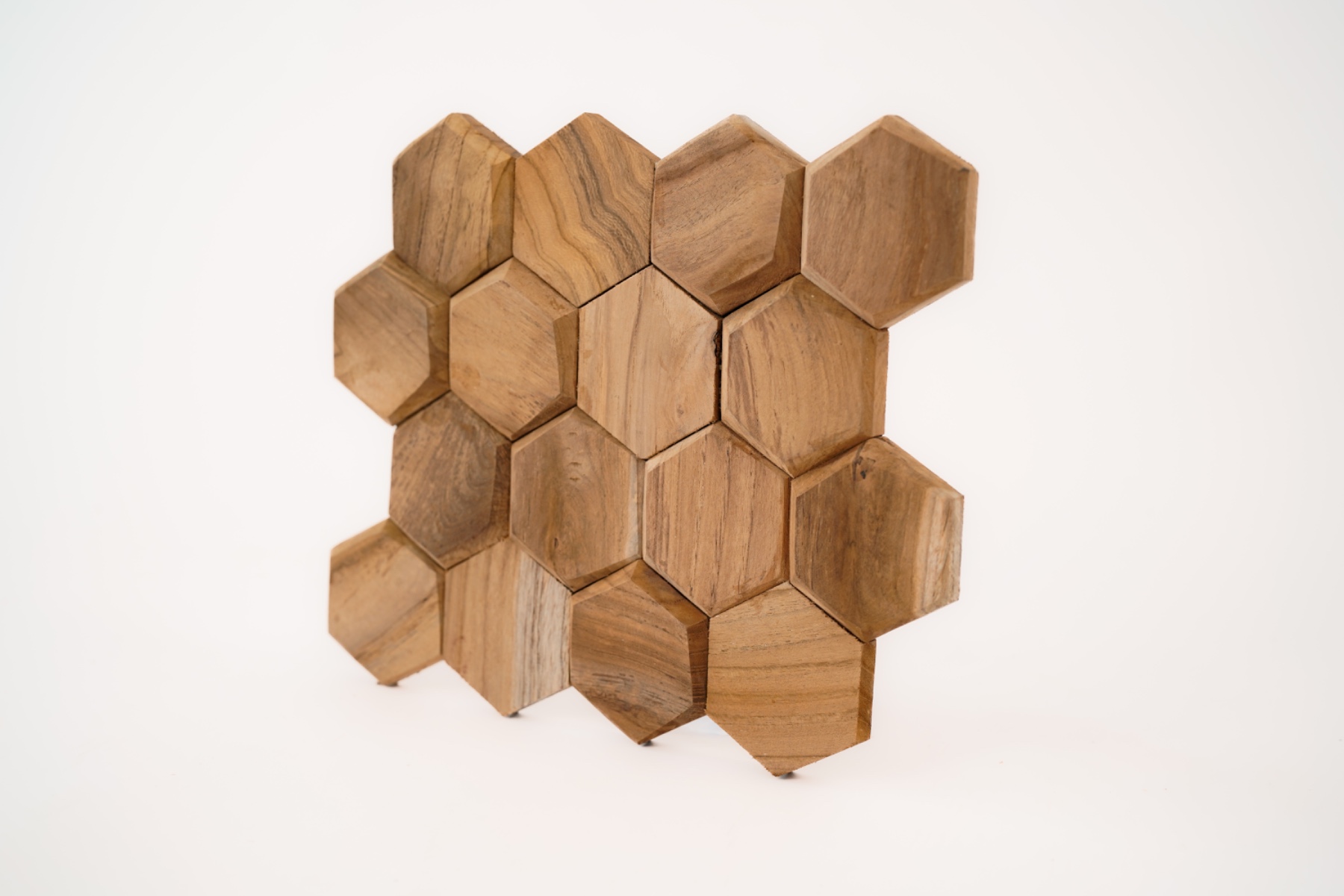 Hexagon houtstrips wandpanelen teakhout geluidsdempende muurbekleding - view 4