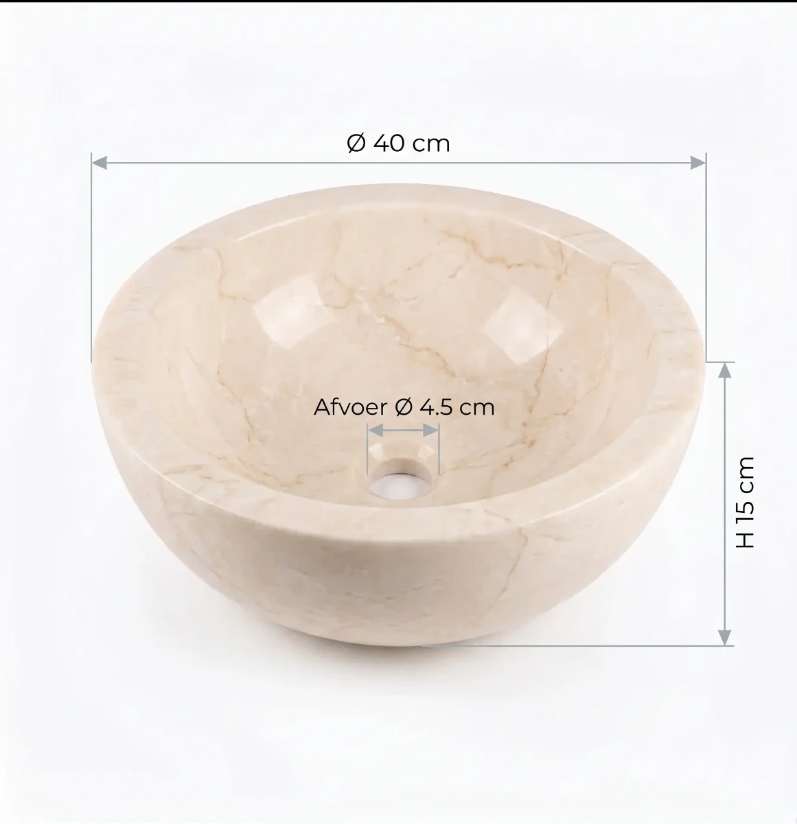 Waskom Creme Marmer 40 rond x 15 hoog Badkamer - alternate view